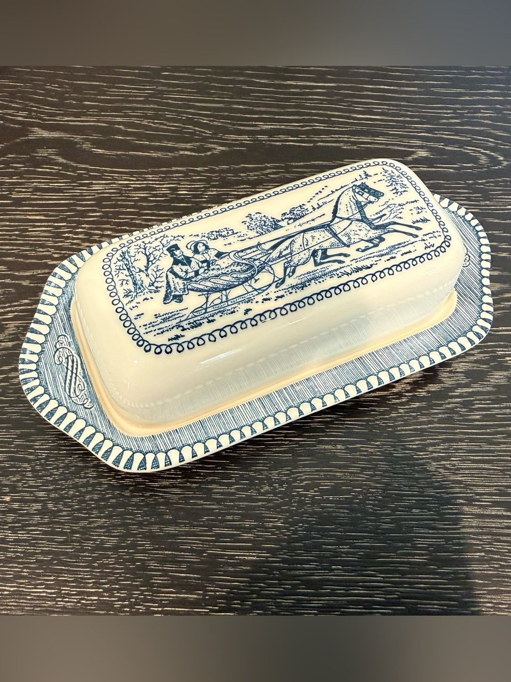 Royal China Currier Ives Blue White Gravy UnderPlate & Plate